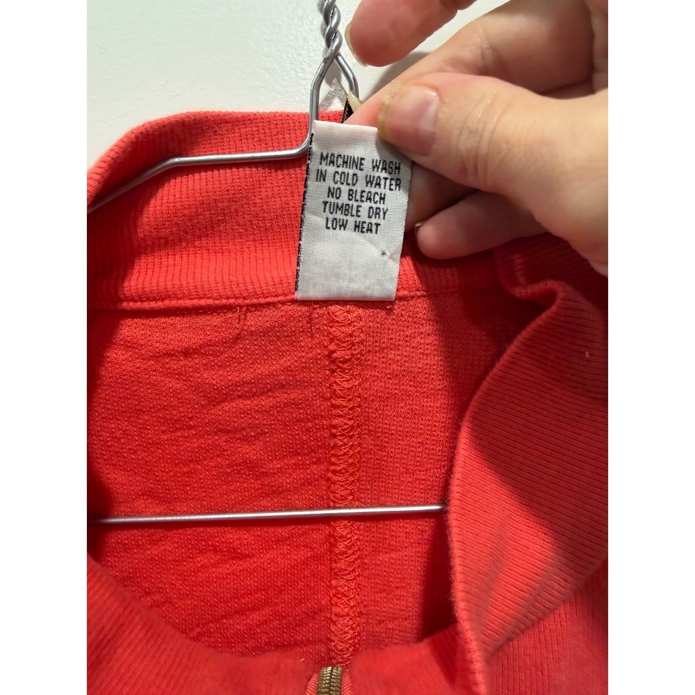 XCVI Women Full Zip Jacket Crochet Lace Back Coral Red Size L - Picture 4 of 7